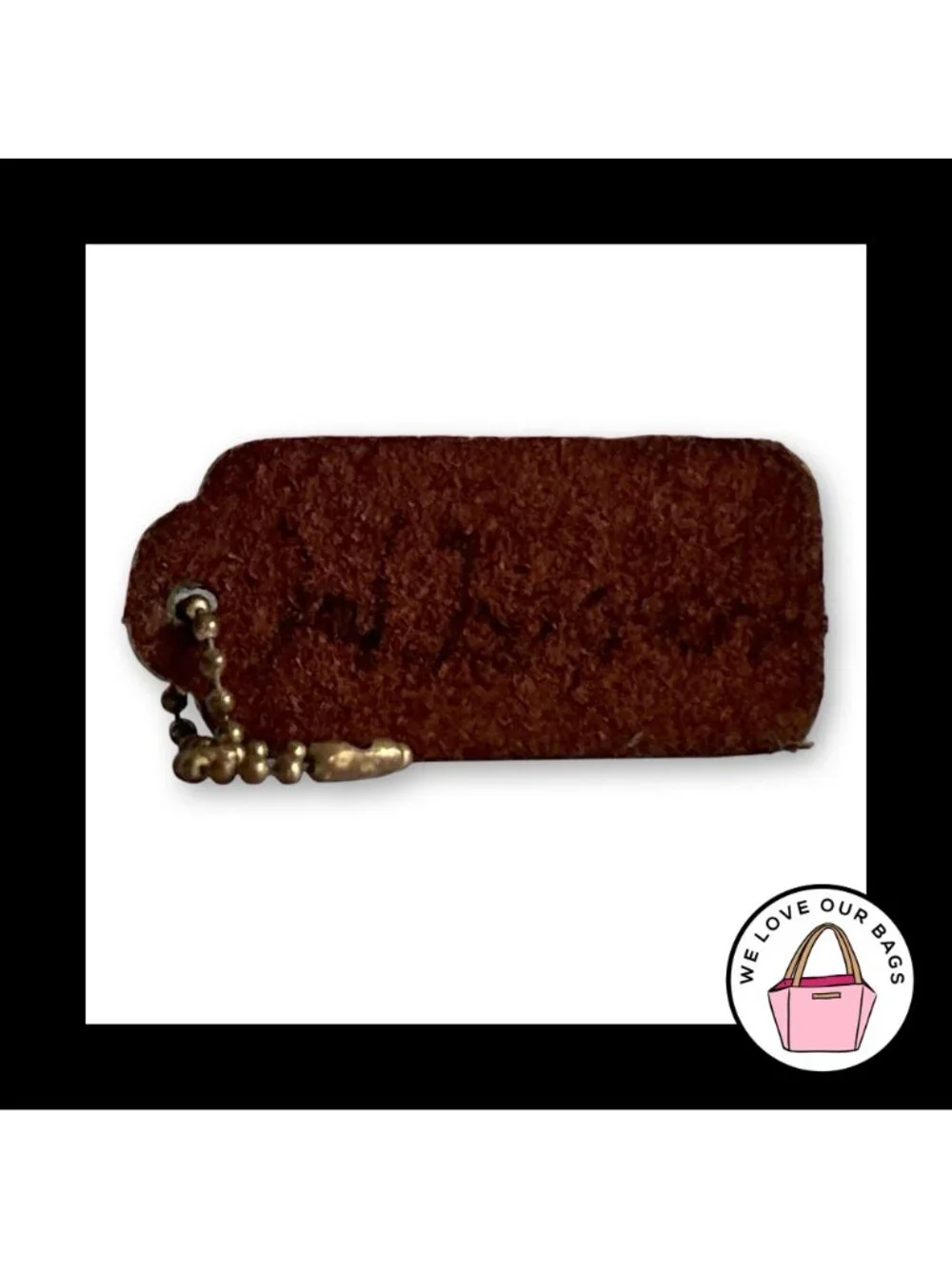 COACH VINTAGE LEATHERWARE Brown Glovetanned Leather Hang Tag Bag Charm Keychain